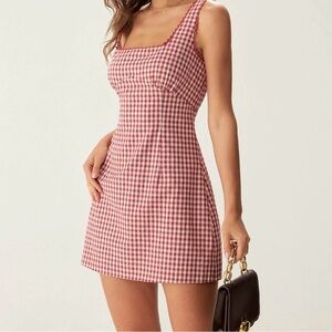 RIHOAS Red Checkered Mini Dress
